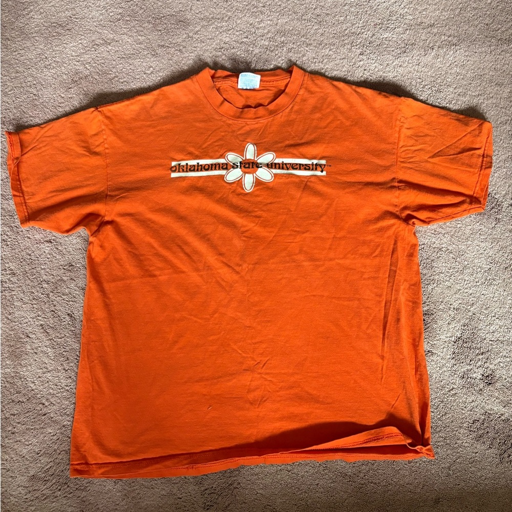 Vintage Hanes Oklahoma State University OSU T-Shirt Orange XL Flower Graphic